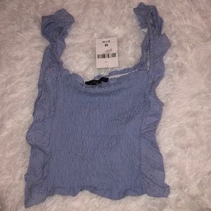 Blue ruffle tank top